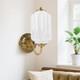 Art Deco Vintage Wall Sconce, White Milk Glass Light Fixture With E12 Led Bulb