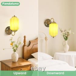 Art Deco Vintage Wall Sconce, White Milk Glass Light Fixture with E12 LED Bulb