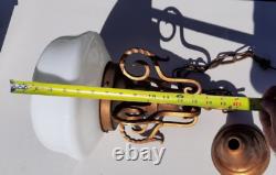 Art Deco White Milk Glass Hanging Light