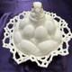 Atterbury 1889 Chick In Egg Pile Covered Dish Milk Glass Lace Dancing Sailor