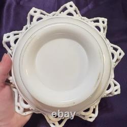 Atterbury 1889 Chick In Egg Pile Covered Dish Milk Glass Lace Dancing Sailor