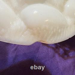 Atterbury 1889 Chick In Egg Pile Covered Dish Milk Glass Lace Dancing Sailor