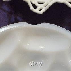Atterbury 1889 Chick In Egg Pile Covered Dish Milk Glass Lace Dancing Sailor