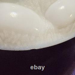 Atterbury 1889 Chick In Egg Pile Covered Dish Milk Glass Lace Dancing Sailor