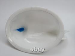Atterbury Hen on Nest Clear Blue Head Milk Glass Covered Dish Antique 1800s