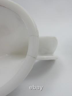 Atterbury Hen on Nest Clear Blue Head Milk Glass Covered Dish Antique 1800s