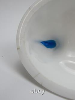 Atterbury Hen on Nest Clear Blue Head Milk Glass Covered Dish Antique 1800s
