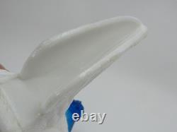 Atterbury Hen on Nest Clear Blue Head Milk Glass Covered Dish Antique 1800s