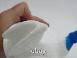 Atterbury Hen on Nest Clear Blue Head Milk Glass Covered Dish Antique 1800s