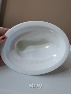 Atterbury Milk Glass Fox On A Nest Lidded Laced Basket Pat. 1889 Hard To Find