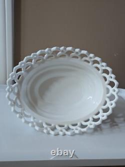 Atterbury Milk Glass Fox On A Nest Lidded Laced Basket Pat. 1889 Hard To Find