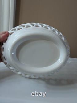 Atterbury Milk Glass Fox On A Nest Lidded Laced Basket Pat. 1889 Hard To Find