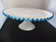 Blue Crest Pedestal Cake Plate Vintage 1950s Fenton Milk Glass Cake Plate Rare