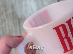 BULL S Federal Red on White milk glass Coffee Mug Cup Heat Proof RARE