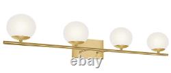 Bathroom Vanity Light Fixtures Brushed Brass Milk White Globe Glass 4 Lights