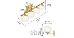 Bathroom Vanity Light Fixtures Brushed Brass Milk White Globe Glass 4 Lights