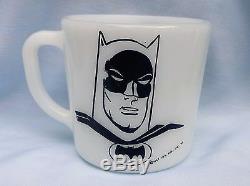 Batman TV Action Series Milk Glass Coffee Cup Mug Westfield Black White 1966
