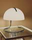 Bauhaus Retro Mcm Dome Table Lamp Chrome & Milk Glass Shade With Led Warm Light