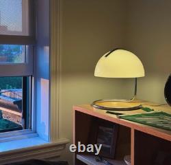 Bauhaus Retro MCM Dome Table Lamp Chrome & Milk Glass Shade with LED Warm Light