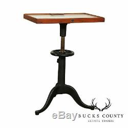 Bausch & Lomb Industrial Adjustable Iron Base Optometry Side Table