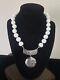 Beautiful 925 And Milk Glass Bead Necklace