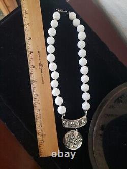 Beautiful 925 and milk glass bead necklace