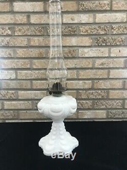 Beautiful Antique Coolidge Drape Oil Kerosene Lamp Waterfall White Milk Glass