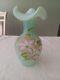 Beautiful Fenton Opaline Clematis Diamond Optic Trellis Vase