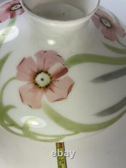 Beautiful Large 13 Milk Glass Lamp Shade Hand Painted Flowers Floral Victorian