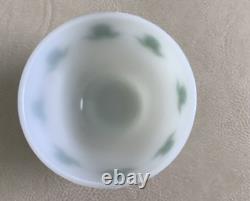 Beautiful Vintage Fire King Milk Glass Tulip Cottage Cheese Bowl Green withLid