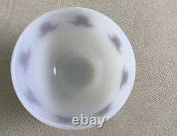 Beautiful Vintage Fire King Milk Glass Tulip Cottage Cheese Bowl Purple withLid