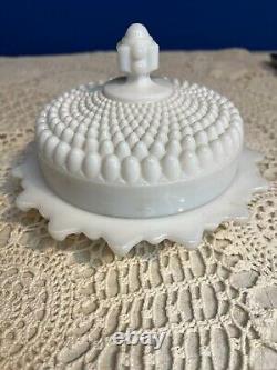 Beautiful Vintage Westmoreland White Hobnail Milk Glass Serving Dish withLid MCM