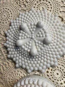 Beautiful Vintage Westmoreland White Hobnail Milk Glass Serving Dish withLid MCM