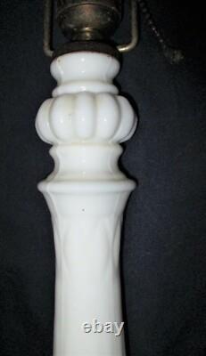 Best Antique USA Art Deco Tall White Milk Glass Electric Table Lamp No Shade
