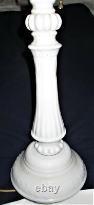 Best Antique USA Art Deco Tall White Milk Glass Electric Table Lamp No Shade