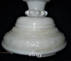 Best Antique USA Art Deco Tall White Milk Glass Electric Table Lamp No Shade