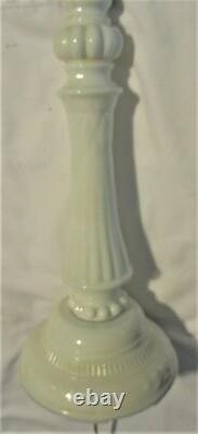 Best Antique USA Art Deco Tall White Milk Glass Electric Table Lamp No Shade