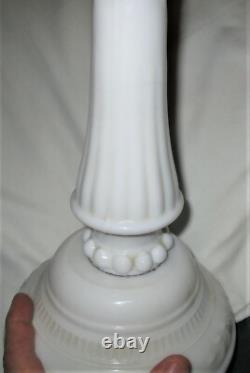 Best Antique USA Art Deco Tall White Milk Glass Electric Table Lamp No Shade
