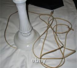 Best Antique USA Art Deco Tall White Milk Glass Electric Table Lamp No Shade