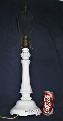Best Antique USA Art Deco Tall White Milk Glass Electric Table Lamp No Shade