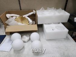 BeyPan 16 Light Gold Sputnik Chandelier White Milk Glass Globes Ceiling Light