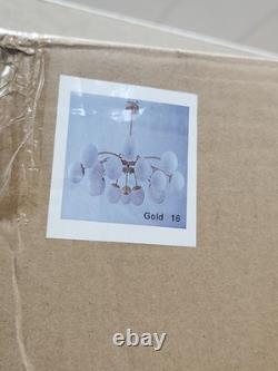 BeyPan 16 Light Gold Sputnik Chandelier White Milk Glass Globes Ceiling Light