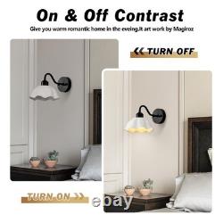 Black Bathroom Wall Sconces Set of 2 Modern White Milk Glass Wall Light Fixtu