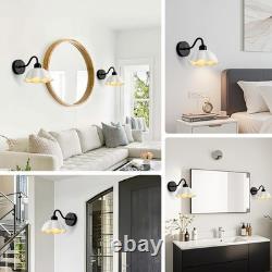 Black Bathroom Wall Sconces Set of 2 Modern White Milk Glass Wall Light Fixtu