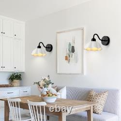 Black Bathroom Wall Sconces Set of 2 Modern White Milk Glass Wall Light Fixtu
