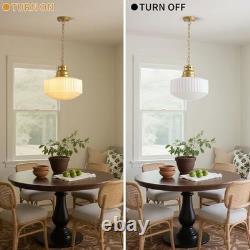 Blhxian Milk Glass Pendant Light Fixture 14 White Pleated Drum Glass Chandelier