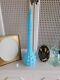 Blue Milk Glass Empoli Genie Bottle With Stopper