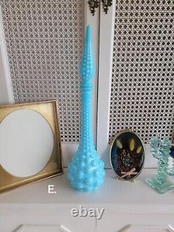 Blue Milk Glass Empoli Genie Bottle with Stopper