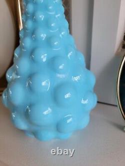 Blue Milk Glass Empoli Genie Bottle with Stopper