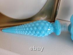 Blue Milk Glass Empoli Genie Bottle with Stopper